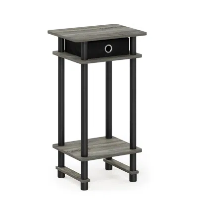Furinno 17017 Turn-n-tube Tall End Table With Bin, French Oak Grey/black/black
