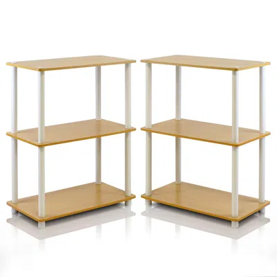 Furinno 2-10024be Turn-n-tube 3-tier Compact Multipurpose Shelf Display Rack, Beech, Set Of 2 In Neutral