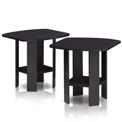 Furinno 2-11180dwn Simple Design End Table Set Of Two, Dark Walnut