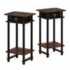 Furinno 2-17017 Turn-n-tube Tall End Table With Bin, Amber Pine/black/black, Set Of 2