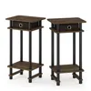 Furinno 2-17017 Turn-n-tube Tall End Table With Bin, Columbia Walnut/black/dark Brown, Set Of 2