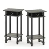 Furinno 2-17017 Turn-n-tube Tall End Table With Bin, French Oak Grey/black/black, Set Of 2