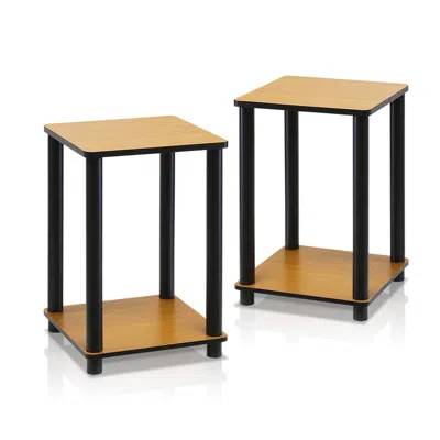 Furinno 2-99800rlc Turn-n-tube End Table Corner Shelves, Set Of 2 In Brown