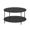 Furinno 2-tier Modern Round Coffee Table Table With Sturdy Metal Legs, Americano/black