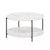 Furinno 2-tier Round Coffee Table Table With Sturdy Metal Legs, Marble White/black