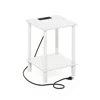 Furinno 2-tier Side Table, End Table With Usb And Type-c Charging Port, White/white