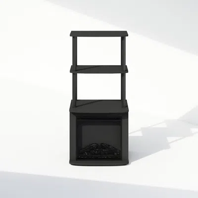 Furinno 2-tier Tall Side Table Display Rack With No Heat Decorative Electric Fireplace In Black