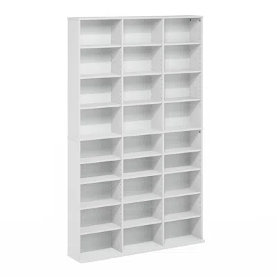 Furinno 24-shelf Multimedia Media Storage Tower Rack With Adjustable Shelves, White