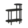 Furinno 3-tier Oval Sofa Side Table, End Table With Open Shelves, Espresso/black