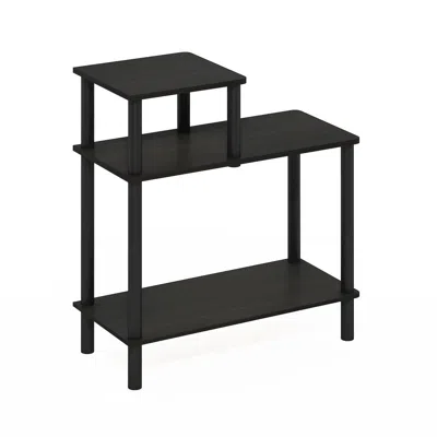 Furinno 3-tier Rectangular Sofa Side Table, End Table With Open Shelves, Espresso/black