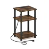 Furinno 3-tier Turn-n-tube Open Storage Side Table, End Table With Usb