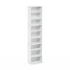 Furinno 9-shelf Multimedia Media Storage Tower Rack With Adjustable Shelves, White In White