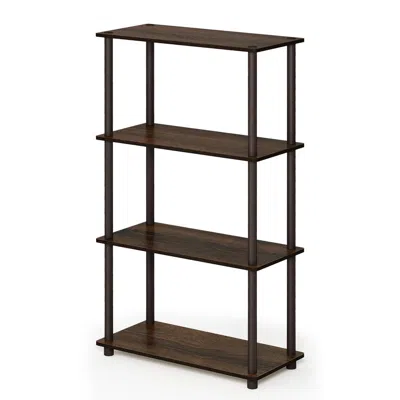 Furinno 99557 Turn-n-tube 4-tier Multipurpose Shelf Display Rack, Walnut/brown
