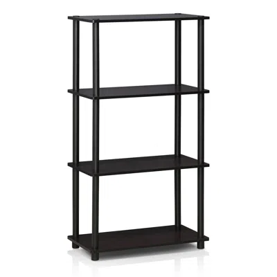 Furinno 99557dwn Turn-n-tube 4-tier Multipurpose Shelf Display Rack, Dark Walnut In Black