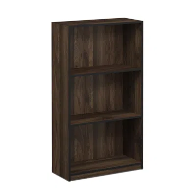 Furinno 99736 Basic 3-tier Bookcase Storage Shelves, Columbia Walnut/black In Blue