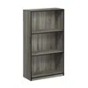 Furinno 99736 Basic 3-tier Bookcase Storage Shelves, French Oak Grey/black