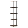 Furinno 99811 Turn-n-tube 5 Tier Corner Display Rack Multipurpose Shelving Unit, Columbia Walnut/black
