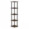 Furinno 99811 Turn-n-tube 5 Tier Corner Display Rack Multipurpose Shelving Unit, Walnut/brown