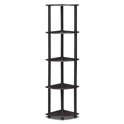 Furinno 99811dwn Turn-n-tube 5 Tier Corner Display Rack Multipurpose Shelving Unit, Dark Walnut