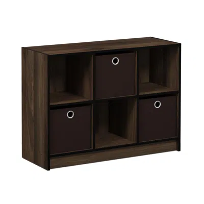 Furinno 99940 Basic 3x2 Bookcase Storage W/bins, Columbia Walnut/dark Brown