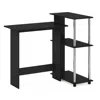 Furinno Abbott Corner Computer Desk With Bookshelf, Americano/stainless Steel