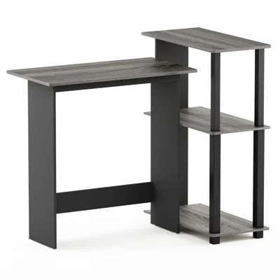 Furinno Abbott Corner Computer Desk With Bookshelf, French Oak Grey/black, 16086r1gyw/bk In Gray