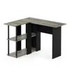 Furinno Abbott L-shape Desk With Bookshelf, French Oak Grey/black, 17092gyw/bk