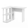 Furinno Abbott L-shape Desk With Bookshelf, White/white