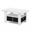 Furinno Andrey Coffee Table With Bin Drawer, White/black