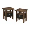 Furinno Andrey End Table Nightstand With Bin Drawer, Amber Pine/black, Set Of 2