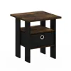 Furinno Andrey End Table Nightstand With Bin Drawer, Amber Pine/brown