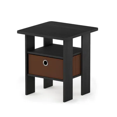 Furinno Andrey End Table Nightstand With Bin Drawer, Americano/medium Brown,