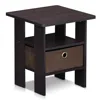 Furinno Andrey End Table Nightstand With Bin Drawer, Dark Walnut, 11157dwn