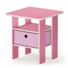 Furinno Andrey End Table Nightstand With Bin Drawer, Pink