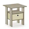 Furinno Andrey End Table Nightstand With Bin Drawer, Sonoma Oak/ivory