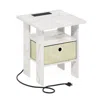 Furinno Andrey Usb And Type-c Port Charging Station End Table, Marble White/ivory