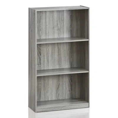 Furinno Basic 3-tier Bookcase Storage Shelves, French Oak Grey, 99736gyw In Gray