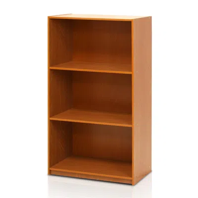 Furinno Basic 3-tier Bookcase Storage Shelves, Light Cherry In Blue