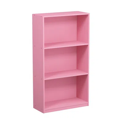 Furinno Basic 3-tier Bookcase Storage Shelves, Pink, 99736pi