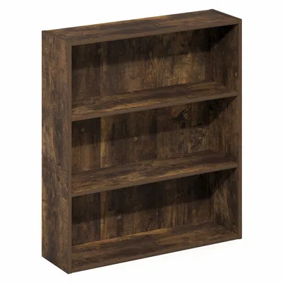 Furinno Basic 3-tier Open Shelf Bookcase, Bookshelf, Storage Organizer, Amber Pine In Brown