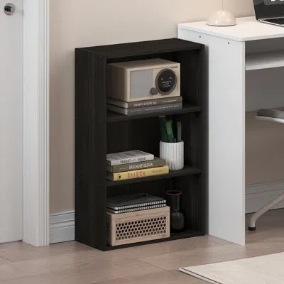 Furinno Basic 3-tier Open Shelf Bookcase, Bookshelf, Storage Organizer, 7 X 17 X 26, Espresso In Amber Pine