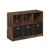 Furinno Basic 3x2 Bookcase Storage W/bins, Amber Pine/black In Brown