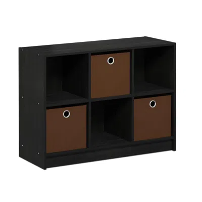 Furinno Basic 3x2 Bookcase Storage W/bins, Americano/medium Brown In Black