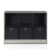 Furinno Basic 3x2 Bookcase Storage W/bins, French Oak Grey/black