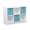 Furinno Basic 3x2 Bookcase Storage W/bins, White/light Blue, 99940wh/lbl