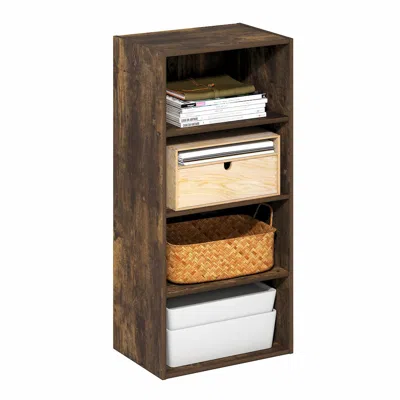 Furinno Basic 4-tier Open Shelf Bookcase, Bookshelf, Storage Organizer, 11 X 17 X 35