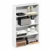 Furinno Basic 4-tier Open Shelf Bookcase, Bookshelf, Storage Organizer, 6 X 24 X 35 In White