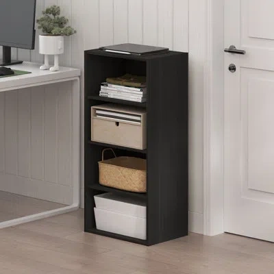 Furinno Basic 4-tier Open Shelf Bookcase, Bookshelf, Storage Organizer, 11 X 17 X 35 In Espresso