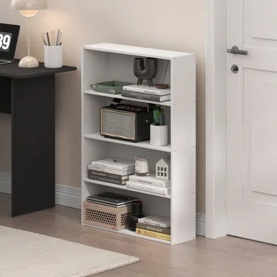 Furinno Basic 4-tier Open Shelf Bookcase, Bookshelf, Storage Organizer, White
