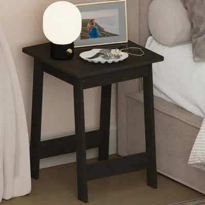 Furinno Beginning Night Stand, Square Nightstand, Wood Bedside Table With H-legs, Side Table, End Table, Eas In Black